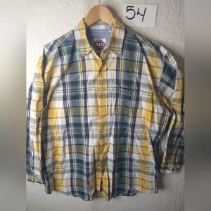 Larro Men's Plaid Long Sleeve Button Down Heavy Cotton Shirt - Size Large